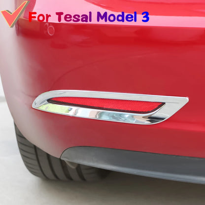 Tesla Model 3 ABS Carbon Fiber Rear Bumper Fog Light Cover Kit