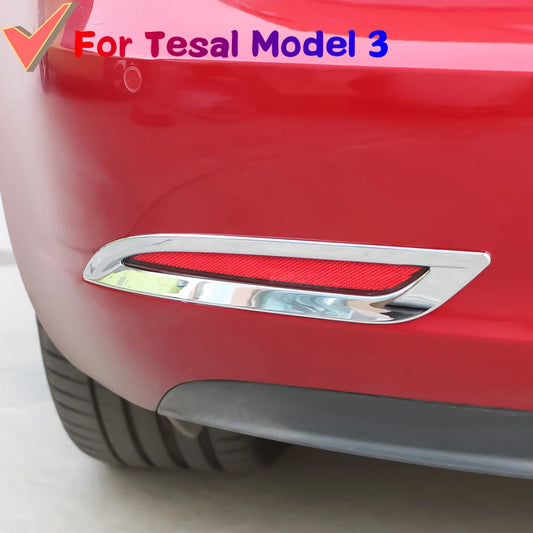 Tesla Model 3 ABS Carbon Fiber Rear Bumper Fog Light Cover Kit