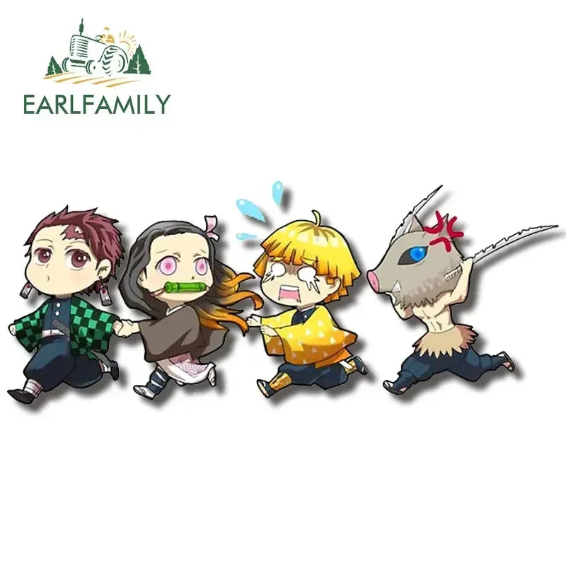 EARLFAMILY Anime Running Chibi Car Stickers - Kamado Nezuko Decal
