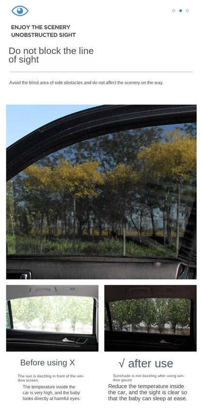 Car Rear Side Window Sunshade - 2pcs UV Mesh Mosquito Protection