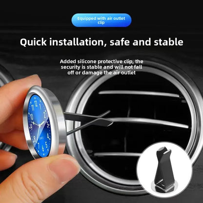 Mini Luminous Car Dashboard Clock - Digital Quartz Stick-On Watch