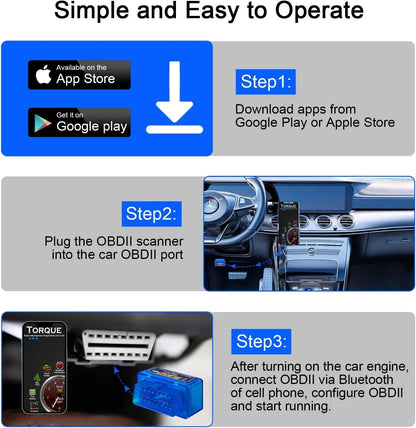 Mini ELM327 Bluetooth OBD2 Scanner - Car Diagnostic Code Reader Tool