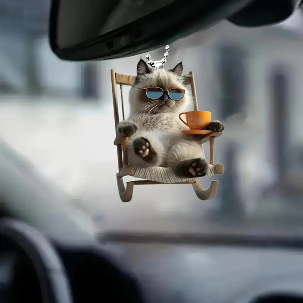 2D Acrylic Car Pendant - Rearview Mirror Hanging Ornament Dog/Cat