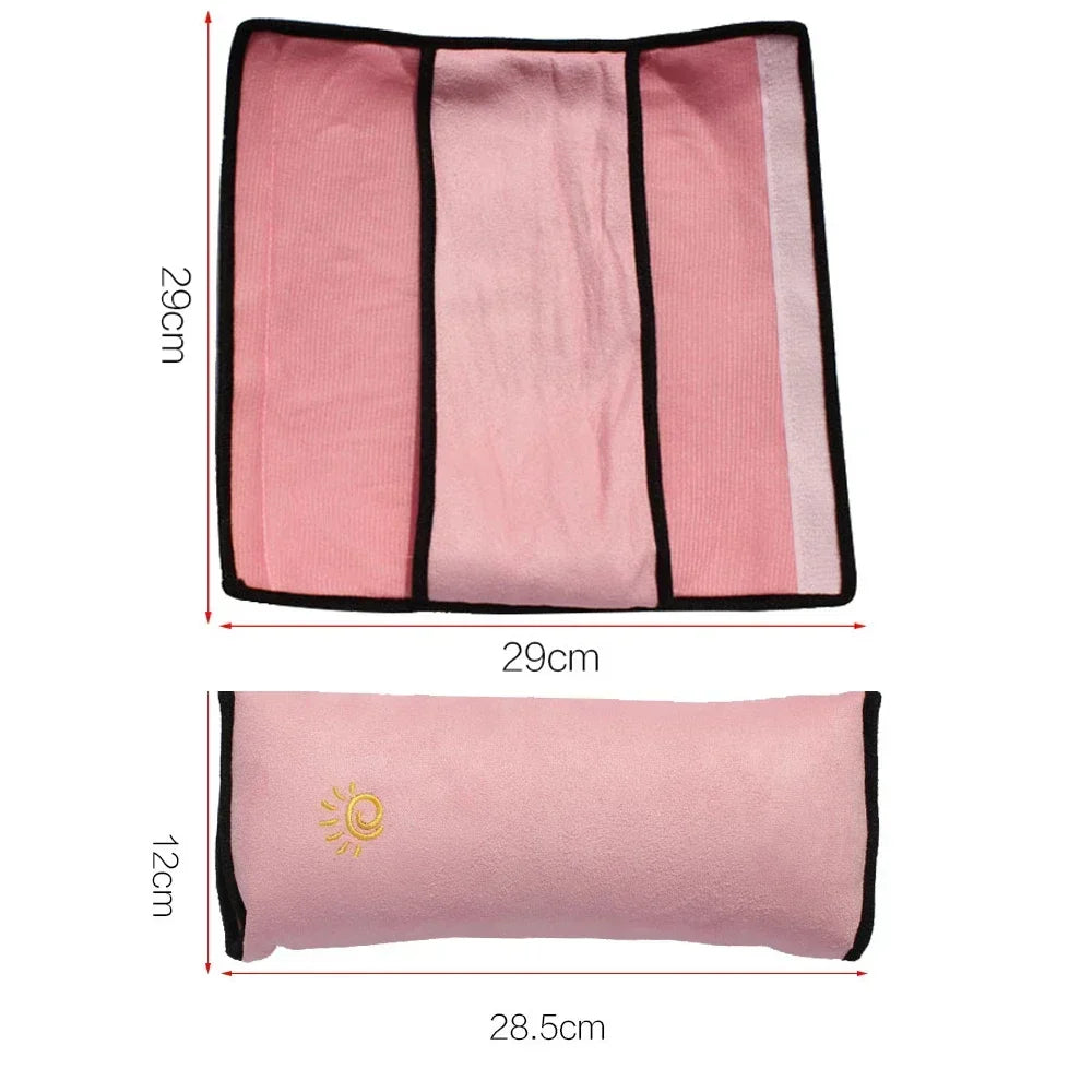 Car Seat Belt Pillow for Kids - Universal Shoulder Head Protector Plush Cover