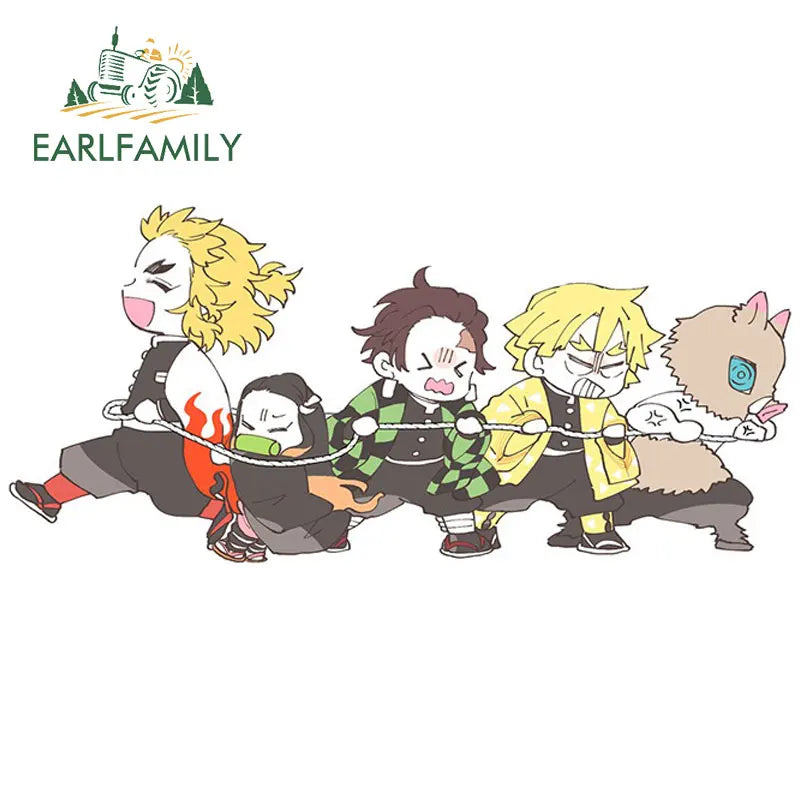 EARLFAMILY Anime Running Chibi Car Stickers - Kamado Nezuko Decal