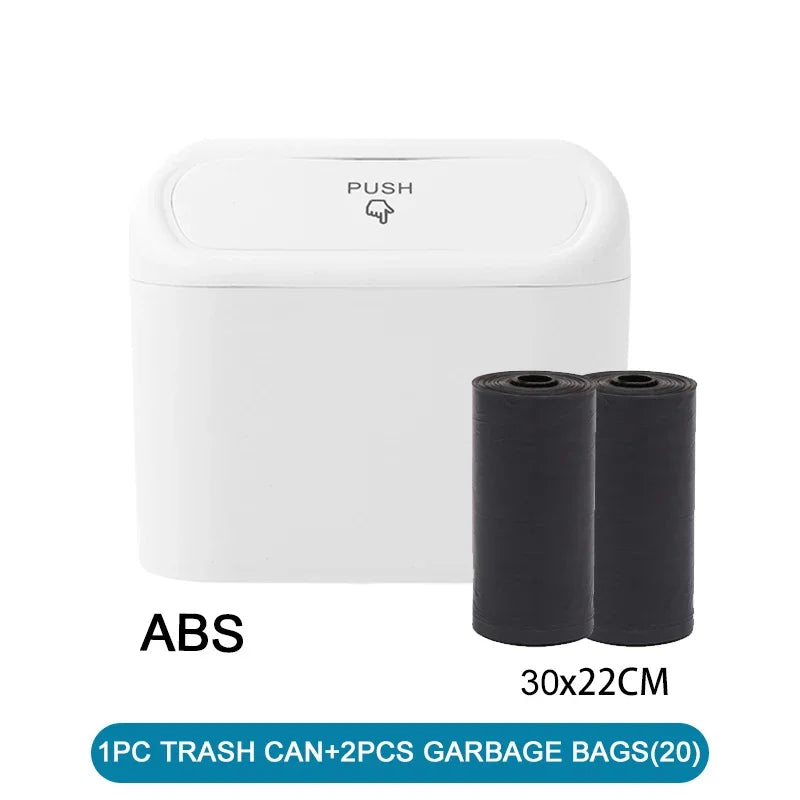 Car Trash Can with Lid - Leak-Proof Mini Waste Container with 300 Bags