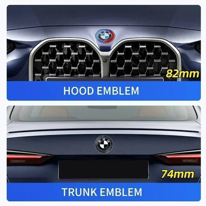 BMW Hood Emblem Badge 74mm/82mm - Front Rear Logo for All BMW Models