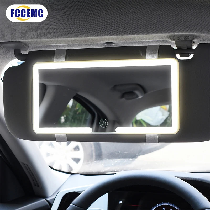 Car LED Makeup Mirror - HD Touchscreen Sun Visor Mirror WHITE