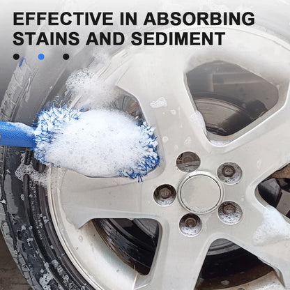 Car Wheel Cleaning Brush - Portable Plush Tire Rim Hub Detailing Tool