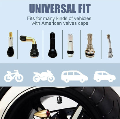 Tire Valve Stem Caps - 4-Pack Metal American Flag Air Caps