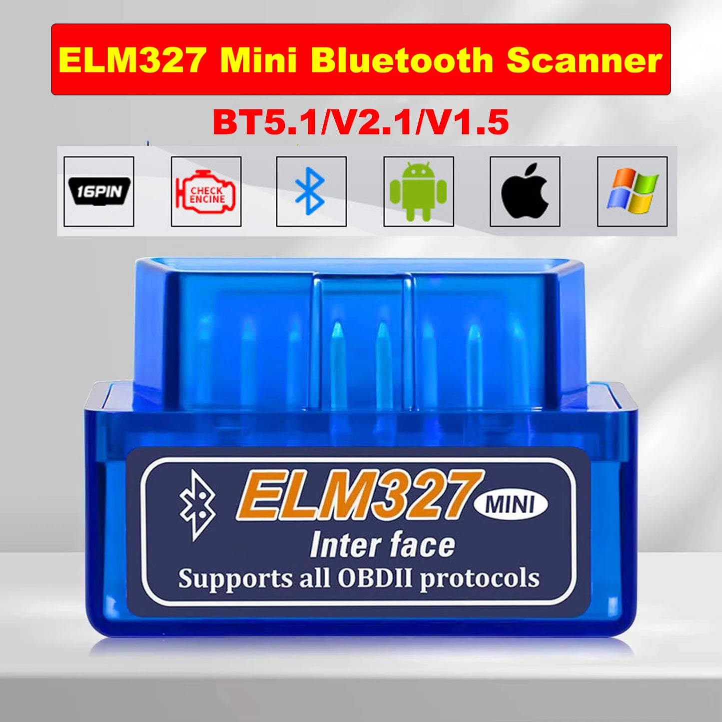 Mini ELM327 Bluetooth OBD2 Scanner - Car Diagnostic Code Reader Tool