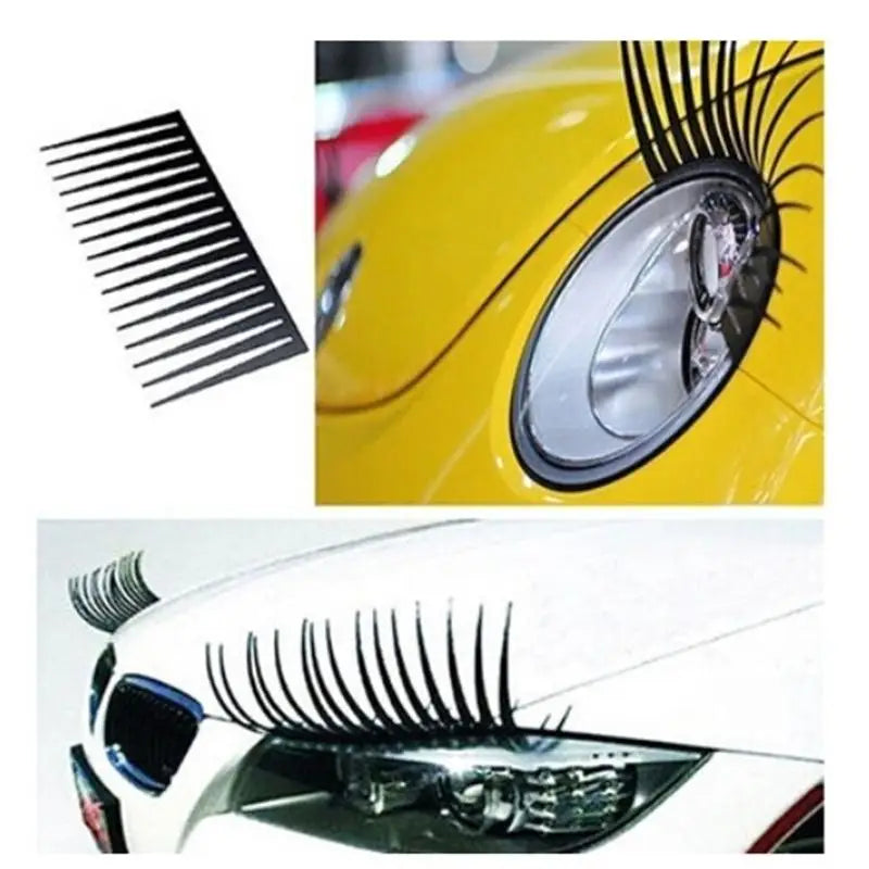 Car Headlight Eyelashes - 3D Black False Eyelash Stickers Decal