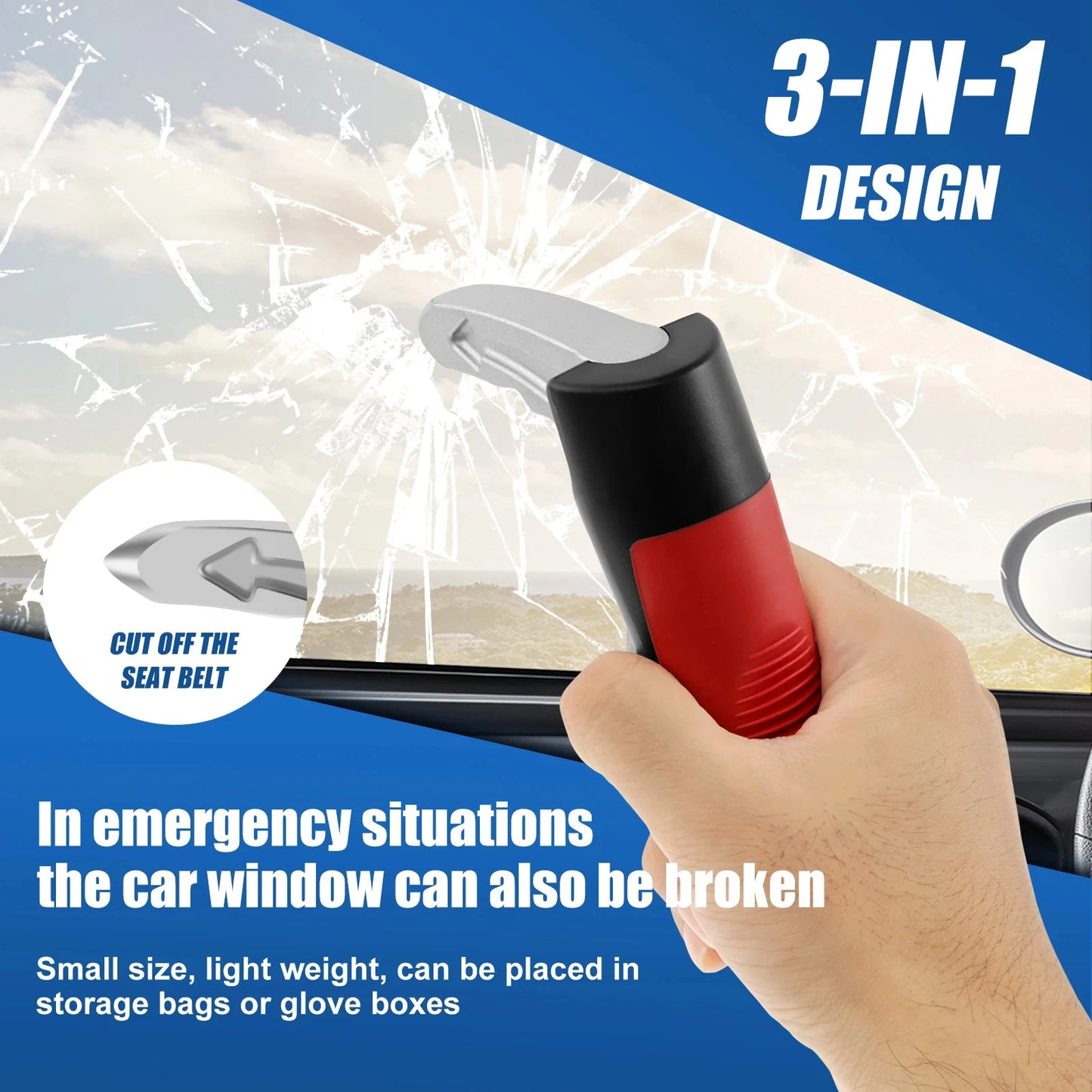 Car Door Assist Handle 2-in-1 - Multi-Function Window Breaker Support