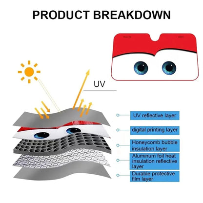 Car Windshield Sunshade with Eyes Design - Solar Protection Sun Visor