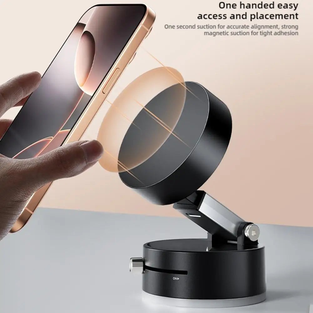 Premium Magnetic Car Phone Holder - Double-Sided Suction Cup Mount with 360° Rotation & Foldable Design