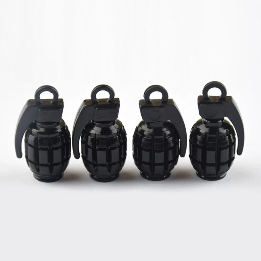Aluminum Grenade Tire Valve Caps - 4PCS Car Tyre Valve Stems Cover Air Dust Caps