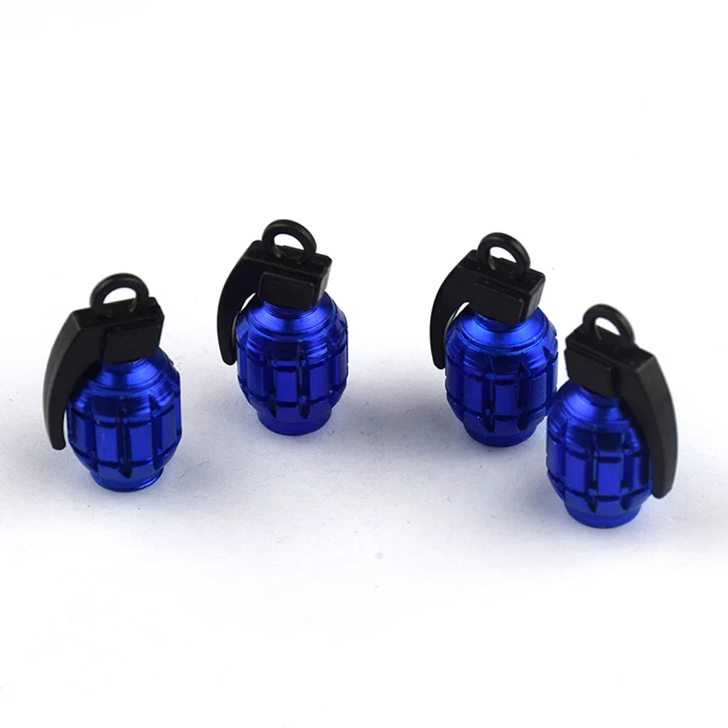 Aluminum Grenade Tire Valve Caps - 4PCS Car Tyre Valve Stems Cover Air Dust Caps