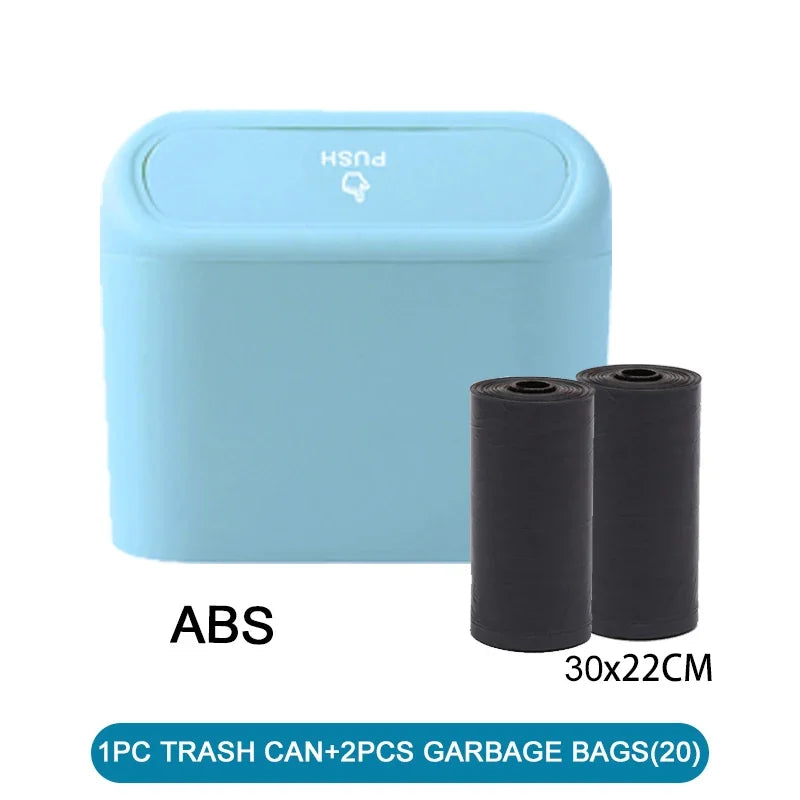 Car Trash Can with Lid - Leak-Proof Mini Waste Container with 300 Bags