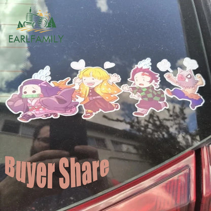 EARLFAMILY Anime Running Chibi Car Stickers - Kamado Nezuko Decal