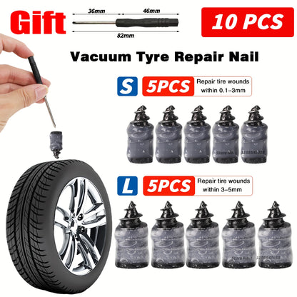 Universal Tire Repair Nails 10-100PCS - Glue Free Tubeless Tire Kit for Car Motorcycle
