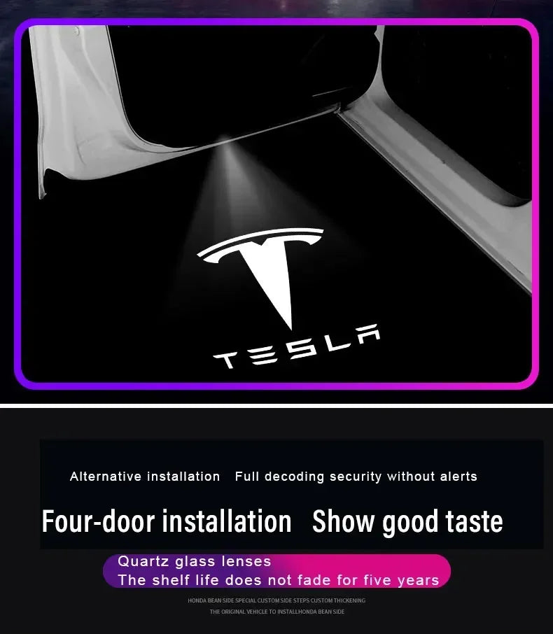 Tesla LED Door Welcome Light - Logo Projector Lamp 2pcs