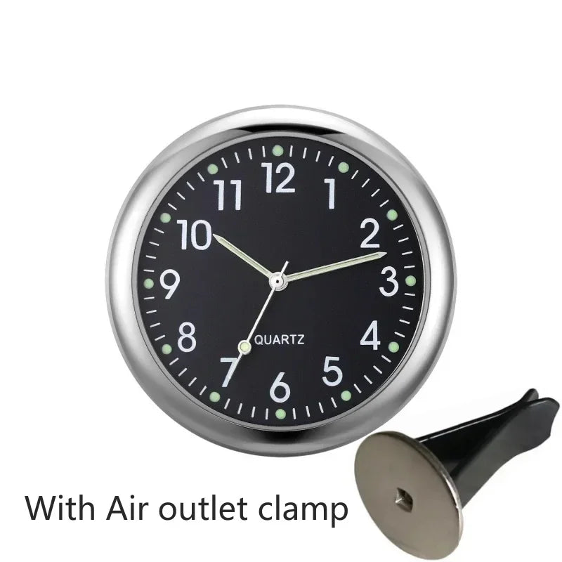 Mini Luminous Car Dashboard Clock - Digital Quartz Stick-On Watch