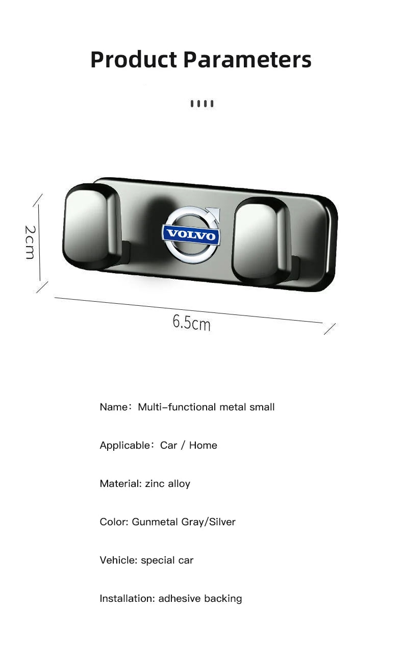Volvo Car Interior Storage Hooks - Zinc Alloy Accessories for XC90 V90 V60