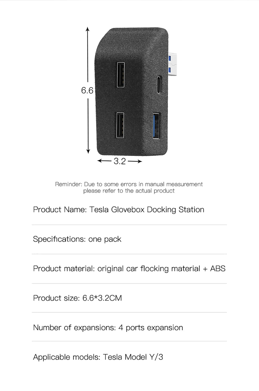 Tesla Model 3 Y Glove Box USB Hub - Highland Juniper Quick Charger 2021-2025
