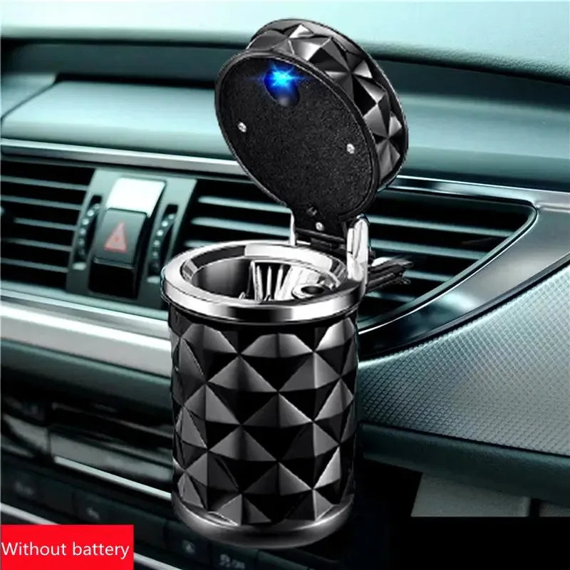 Car Cigarette Ashtray Cup with LED Light & Lid - Portable Detachable