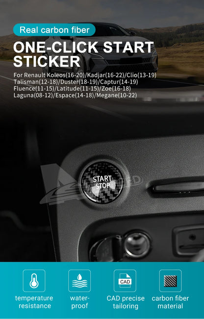 Carbon Fiber Engine Start Stop Button Cover for Renault Models
