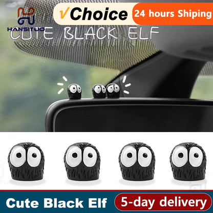 Cute Black Elf Car Interior Decoration Set - Rearview Mirror Ornaments