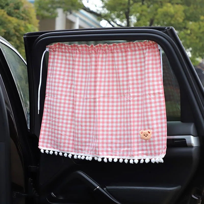 Car Sun Shade Curtains - Cute Cartoon Bear Window Sunshade
