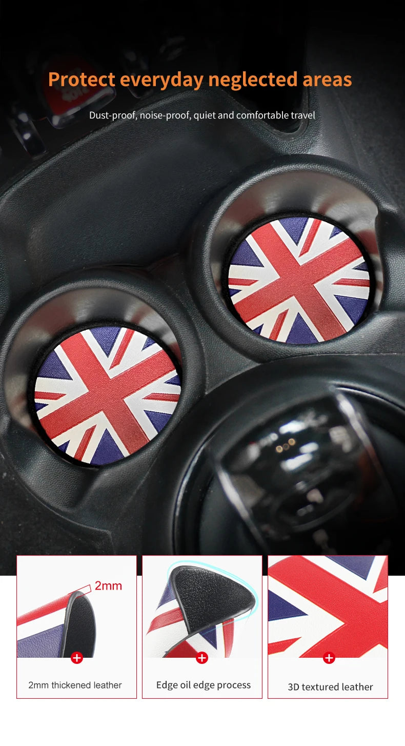 Union Jack Car Cup Holder Coaster - Mini Cooper F55 F56 F60