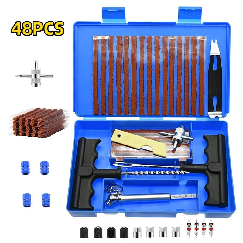 Auto Tire Repair Set 33/57PCS - Heavy Duty Puncture Repair Tools for Car Van Motorcycle