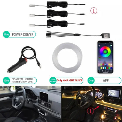 Flexible EL Wire Lights with App Control - Car Interior RGB LED Strip