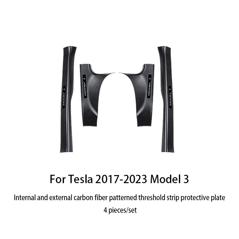 Tesla Model 3/Y Door Sill Protector - Anti-Kick Threshold Strip Guard Old Model 3 4pcs