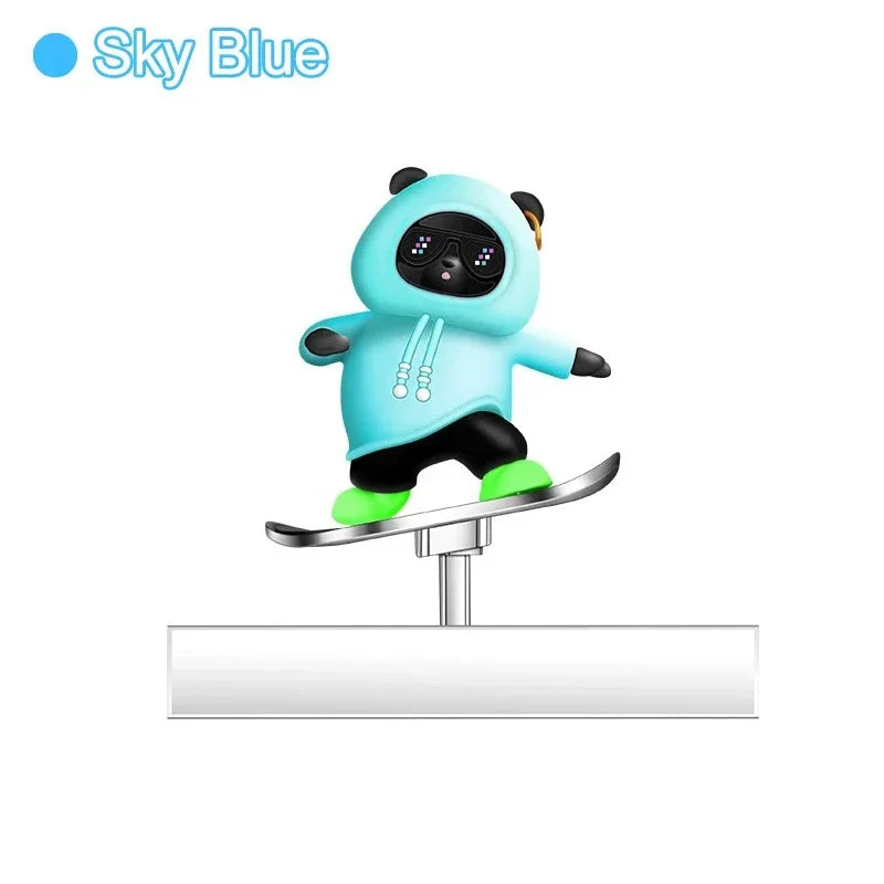 Car Skateboard Bear Decoration - Automatic Sliding Alloy Console Ornament