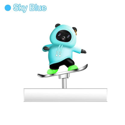 Car Skateboard Bear Decoration - Automatic Sliding Alloy Console Ornament