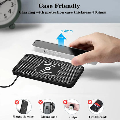 15W Fast Wireless Car Charger - Universal Phone Mount for iPhone 16/15/14/13/12 & Samsung S24/S23 with Silicone Pad