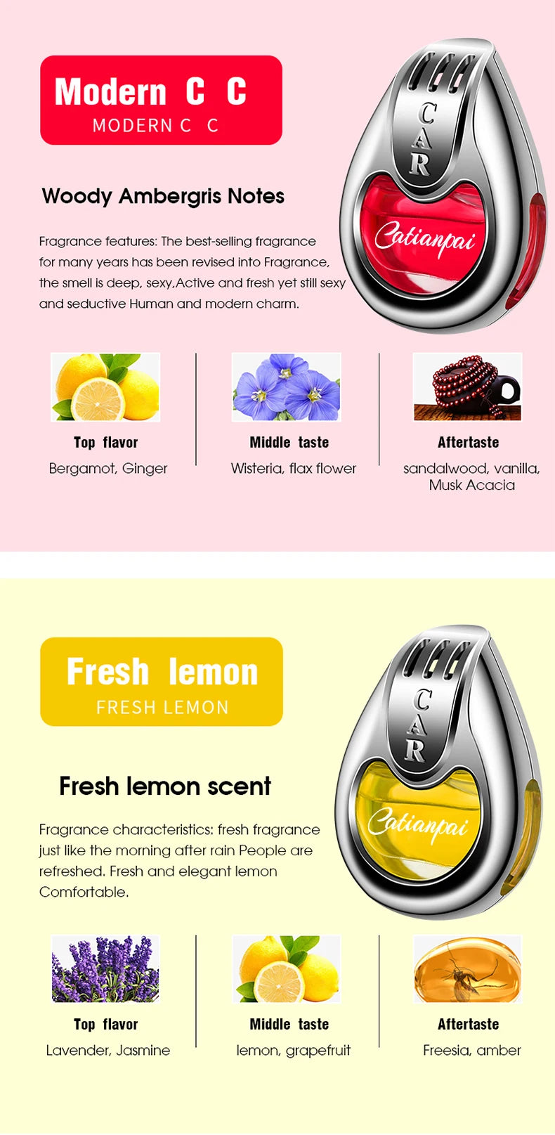 Car Air Freshener Vent Diffuser - Long-lasting Aromatherapy Pendant