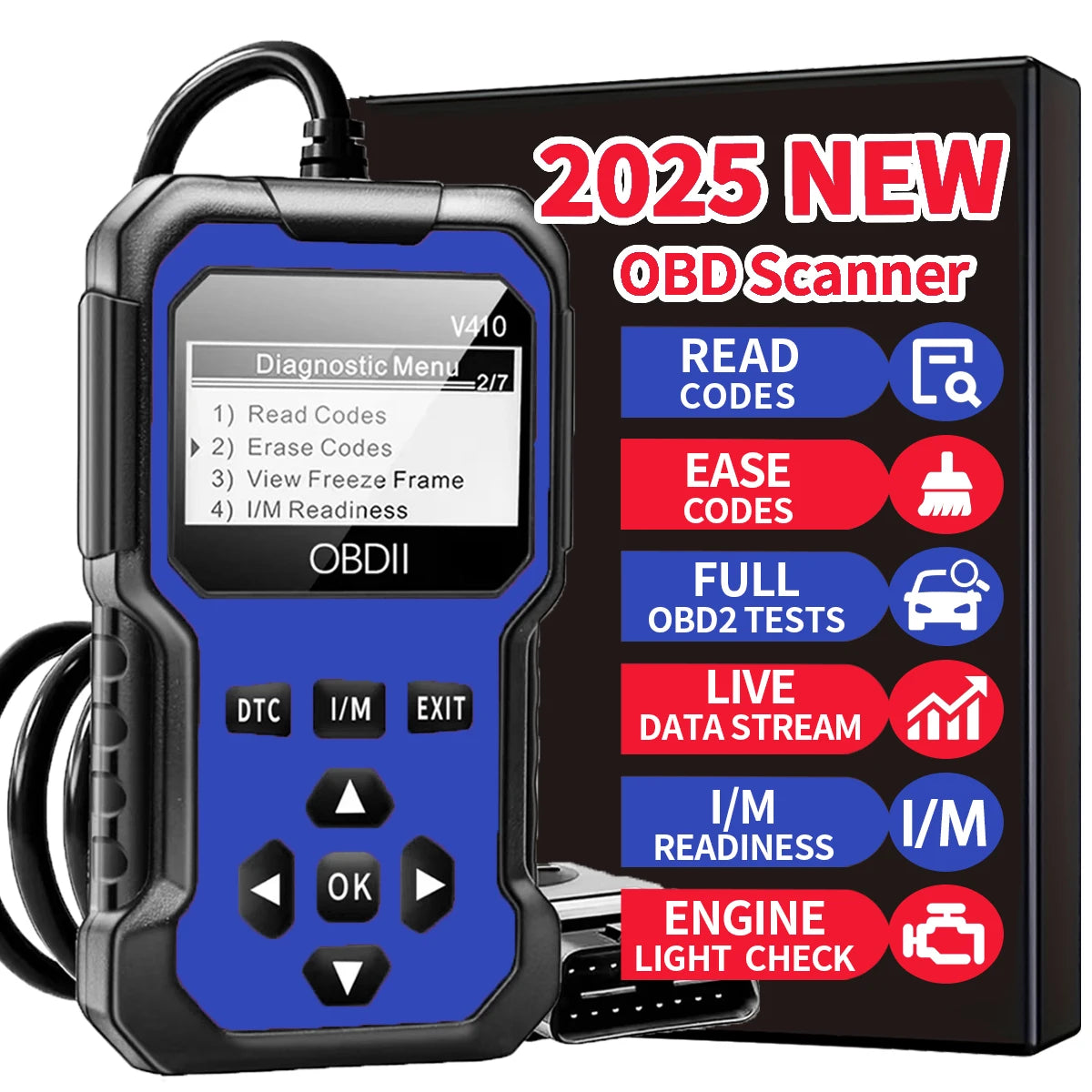 Car OBD2 Scanner Diagnostic Tool - Engine Fault Code Reader for 1996+ Vehicles