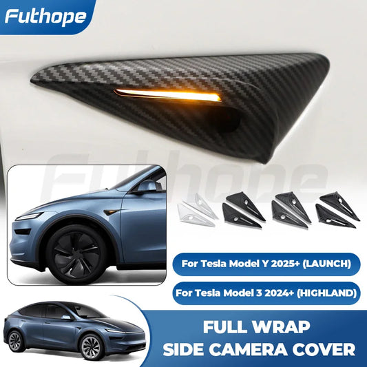 Tesla Model 3 Highland Yan Kamera Koruyucu Kapak - HW4.0 Parlak Siyah
