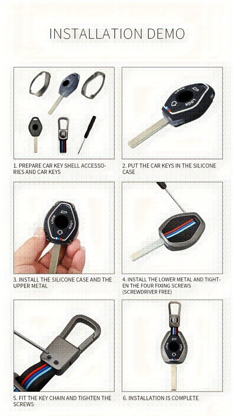 BMW Alloy Key Shell Case - X5 E53 X3 F83 E46 E39 Series 3 5 7 330i Z3 Z4 M5 325i