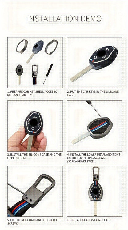 BMW Alloy Key Shell Case - X5 E53 X3 F83 E46 E39 Series 3 5 7 330i Z3 Z4 M5 325i