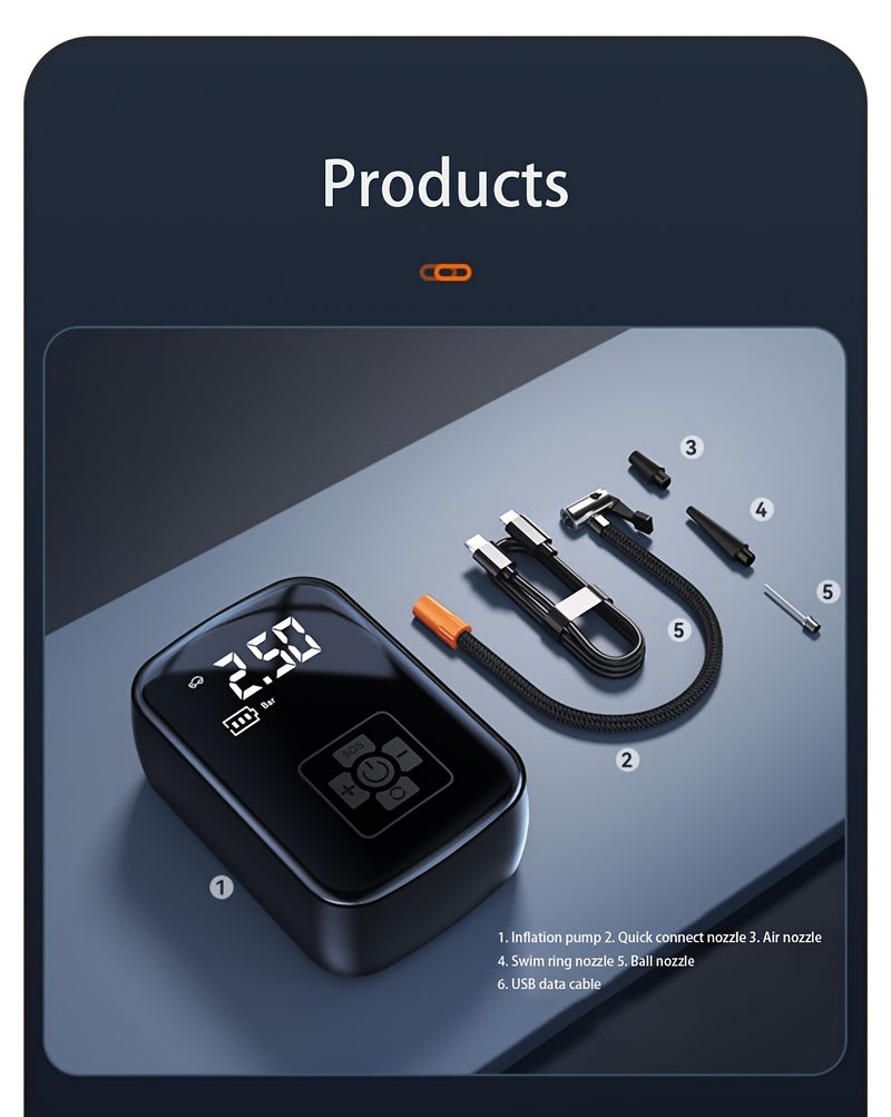Portable Tire Inflator Digital - USB Rechargeable Air Compressor