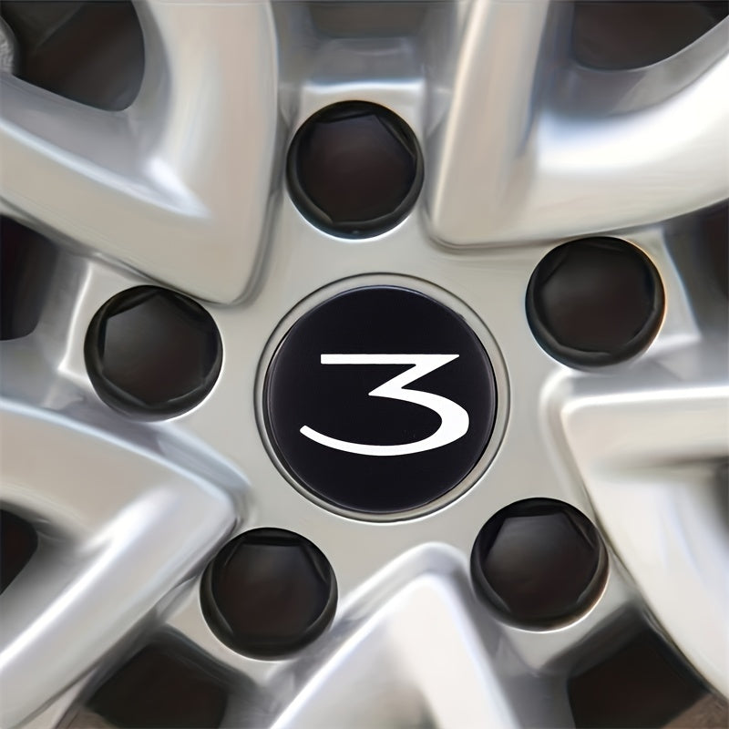 Tesla Model 3/S/X/Y Wheel Hub Caps - 24 Pack Number 3 Logo Center Covers
