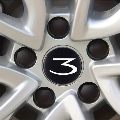 Tesla Model 3/S/X/Y Wheel Hub Caps - 24 Pack Number 3 Logo Center Covers