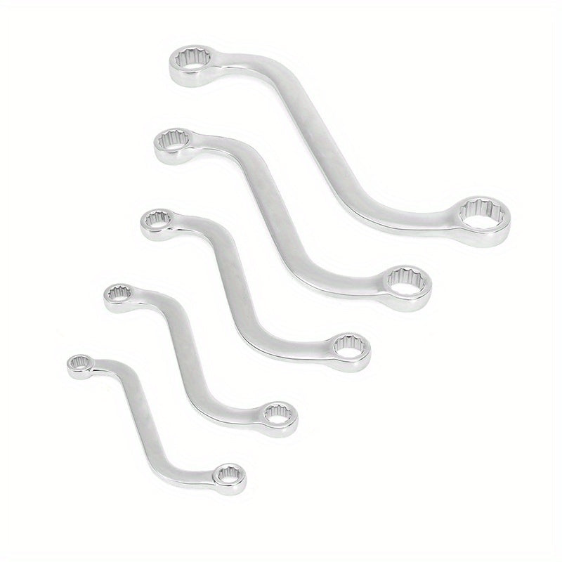 5-Piece S-Type Box End Wrench Set - 10-19mm Double-Headed Spanner Kit