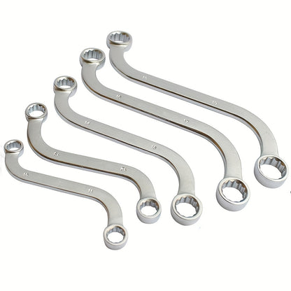5-Piece S-Type Box End Wrench Set - 10-19mm Double-Headed Spanner Kit