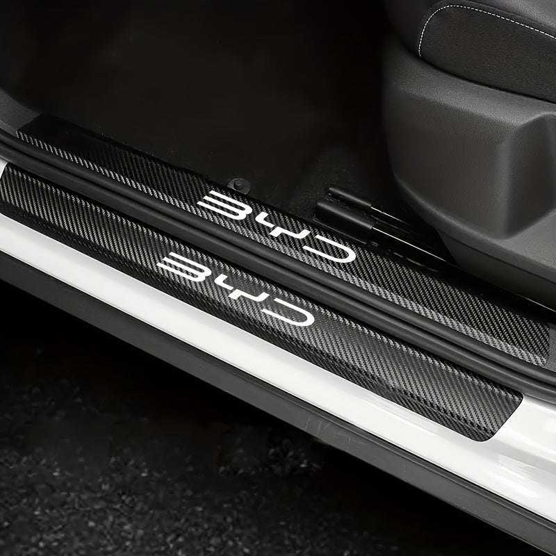 Carbon Fiber Threshold Skids - 5 Pack Non-Slip Anti-Scratch Floor Mats Carbon Fiber Black